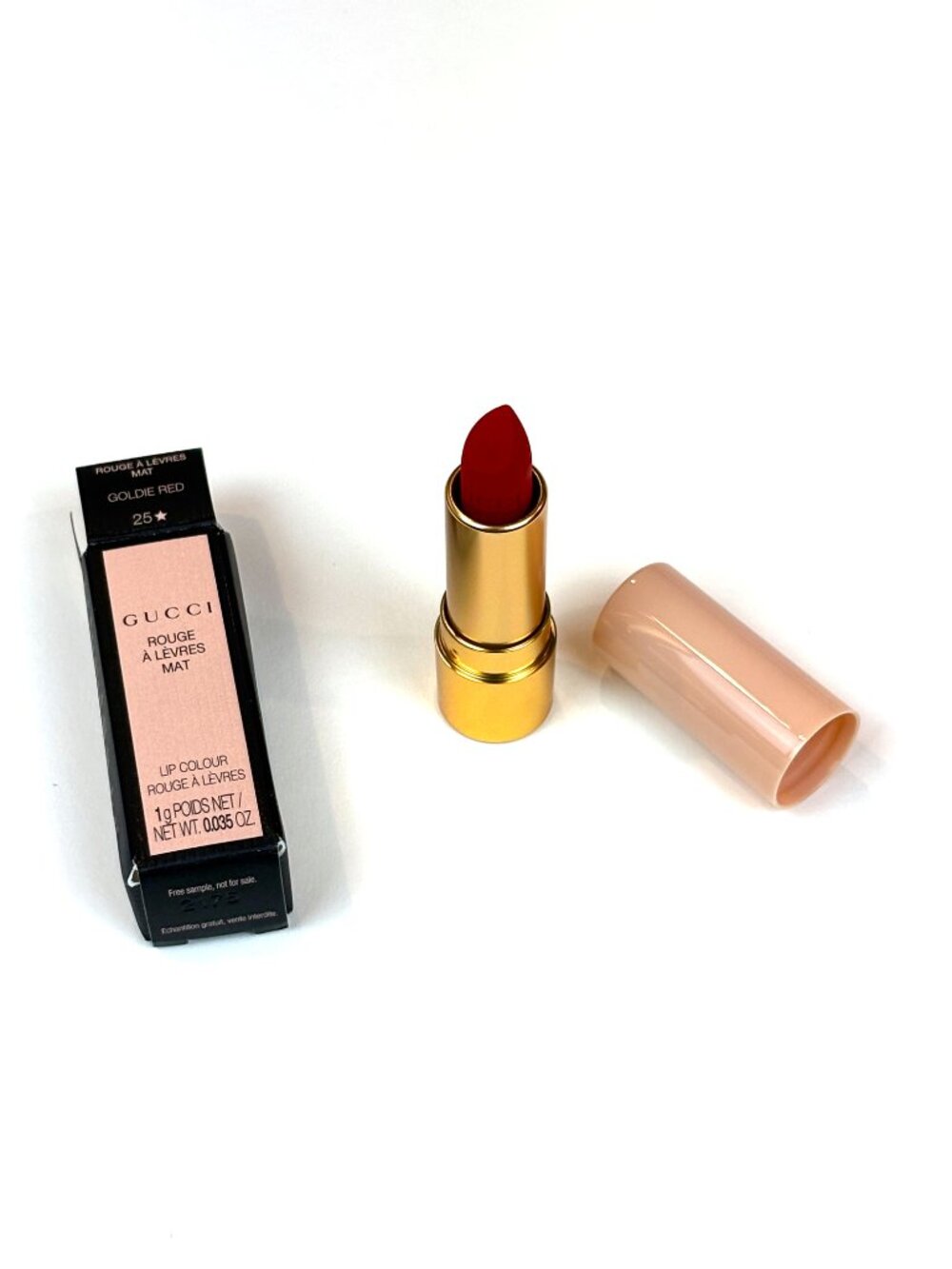 Gucci Velvet Matte Lipstick #25 Goldie Red (The Gucci Red Matte) Travel size New
